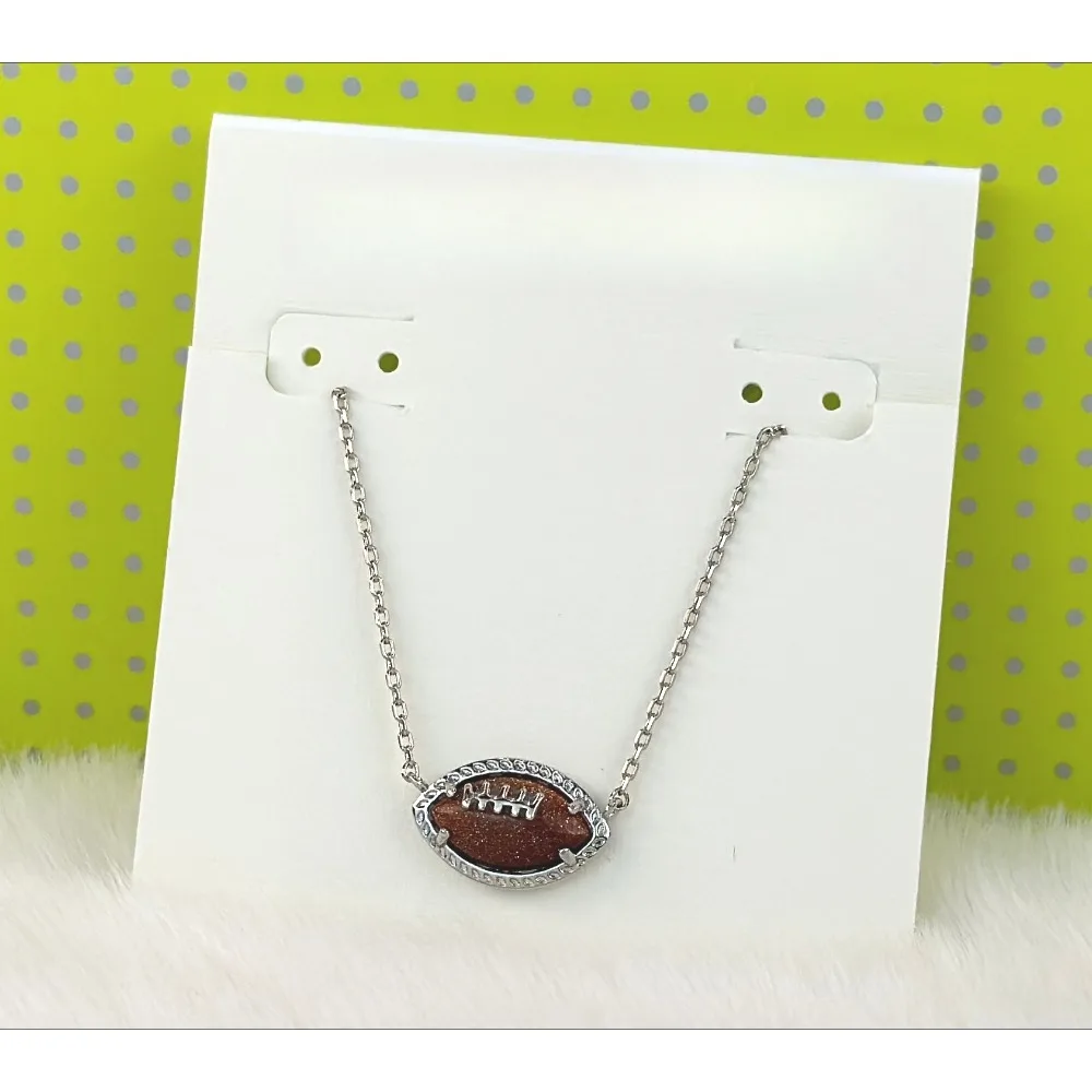 KS Fashion Jewelry Orange Football Pendant Necklace for Competition Souvenirs Birthday Gifts