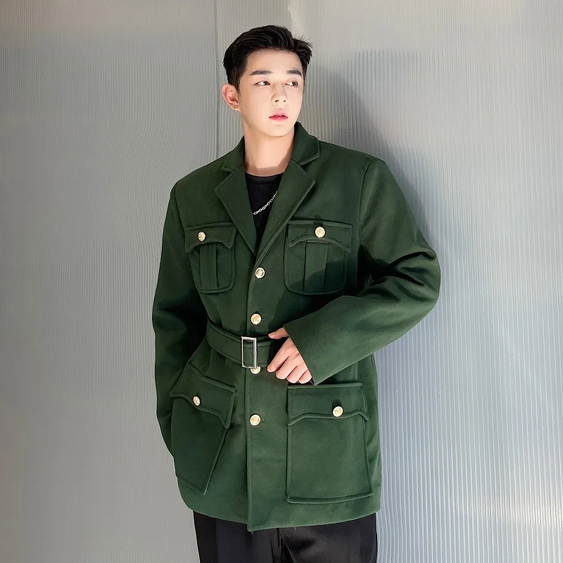 

Новая мужская шерстяная куртка на весну и осень, с высокой талией, в корейском стиле, для работы, модная, молодежная, приталенная.