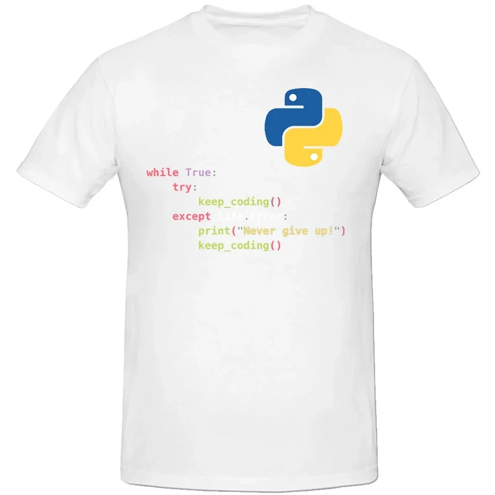 Motivational Python programming T Shirt Men Loose Causal Fashion Geek C++ Graphic Tshirts Summer Euro Sized Coder Computer Tee