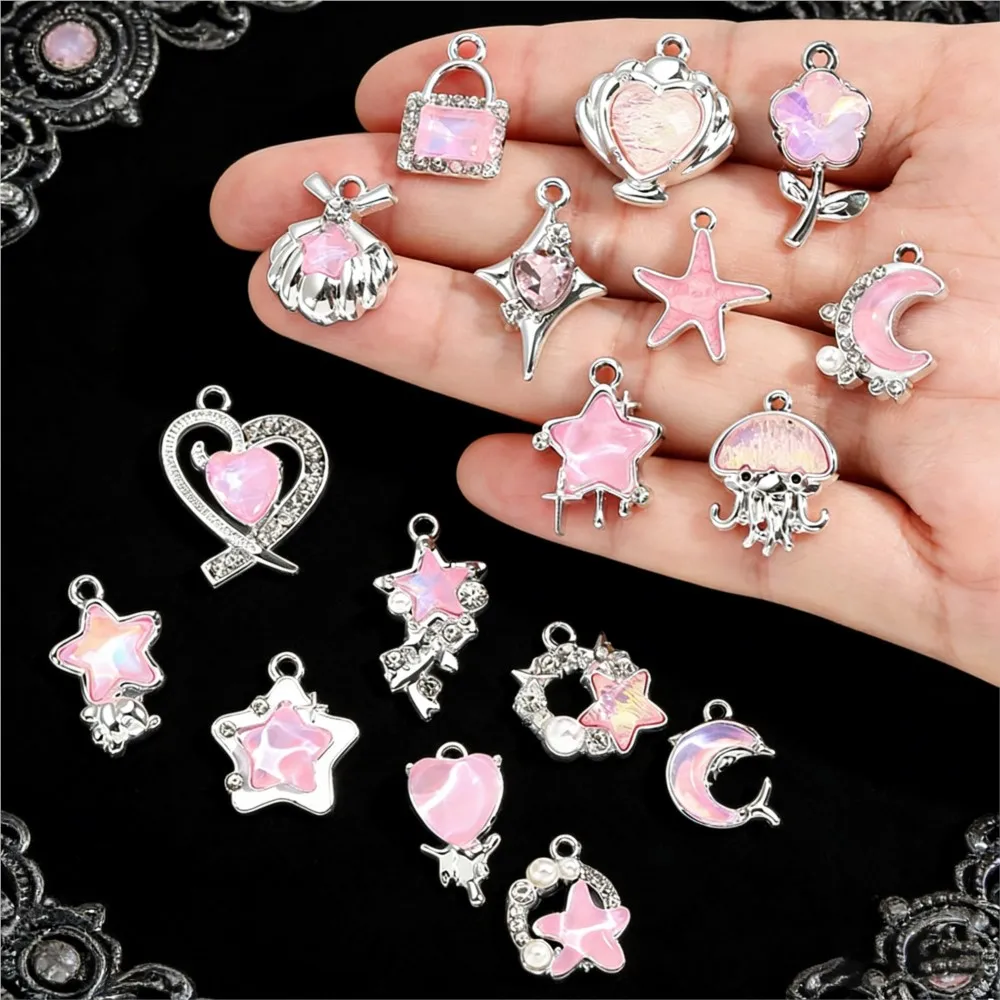 

10pcs Metal Mix Styles Pendant Moon Star Dangle Charms For DIY Necklace Bracelets Earrings Jewelry Making Supplies Accessories