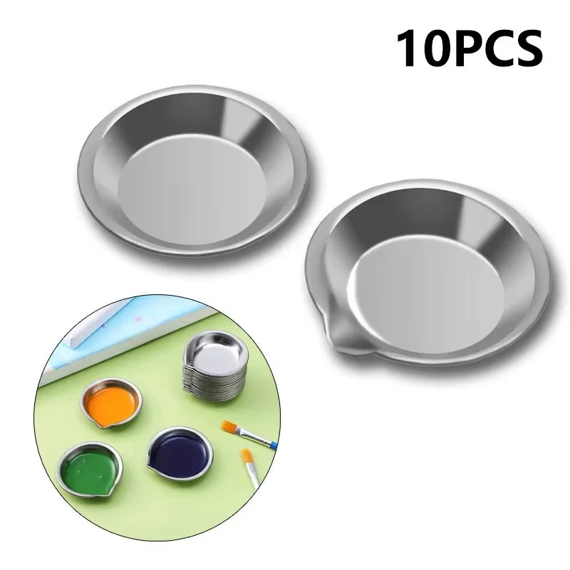 DIY Painting Tools 10Pcs Spouted Color Bowls Artist Watercolours Mixing Palette For Children Model Coloring Metal Art Supplies