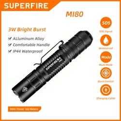 タクティカル懐中電灯SUPERFIRE-EDC,ハイパワー,超高輝度,懐中電灯,5モード,ポータブル,キャンプ,屋外照明,防水ランタン