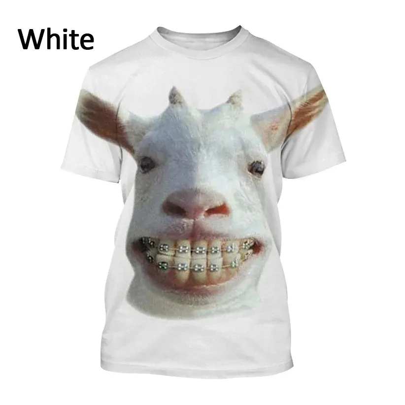 

2024 New Funny Animal Goat Men's T-shirts Women's 3D Printing T-shirt Casual Round Neck Short-sleeved Street Style T-shirt Tops
