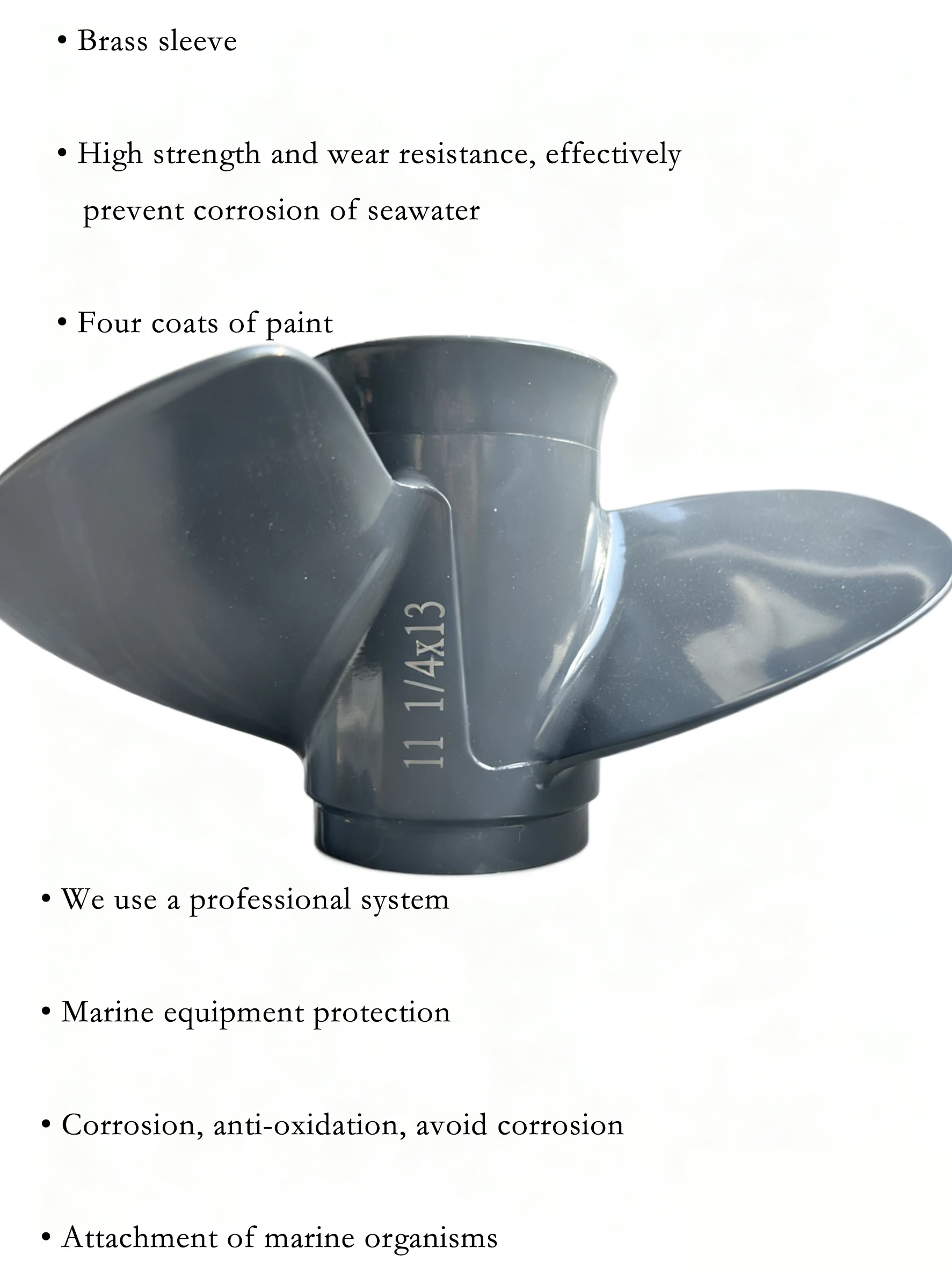 3-Blade 11 1/4x13 Propeller for Honda 35-60HP Outboard, 13-Spline Aluminum Alloy Boat Prop 58130-ZV5-000ZA image 2