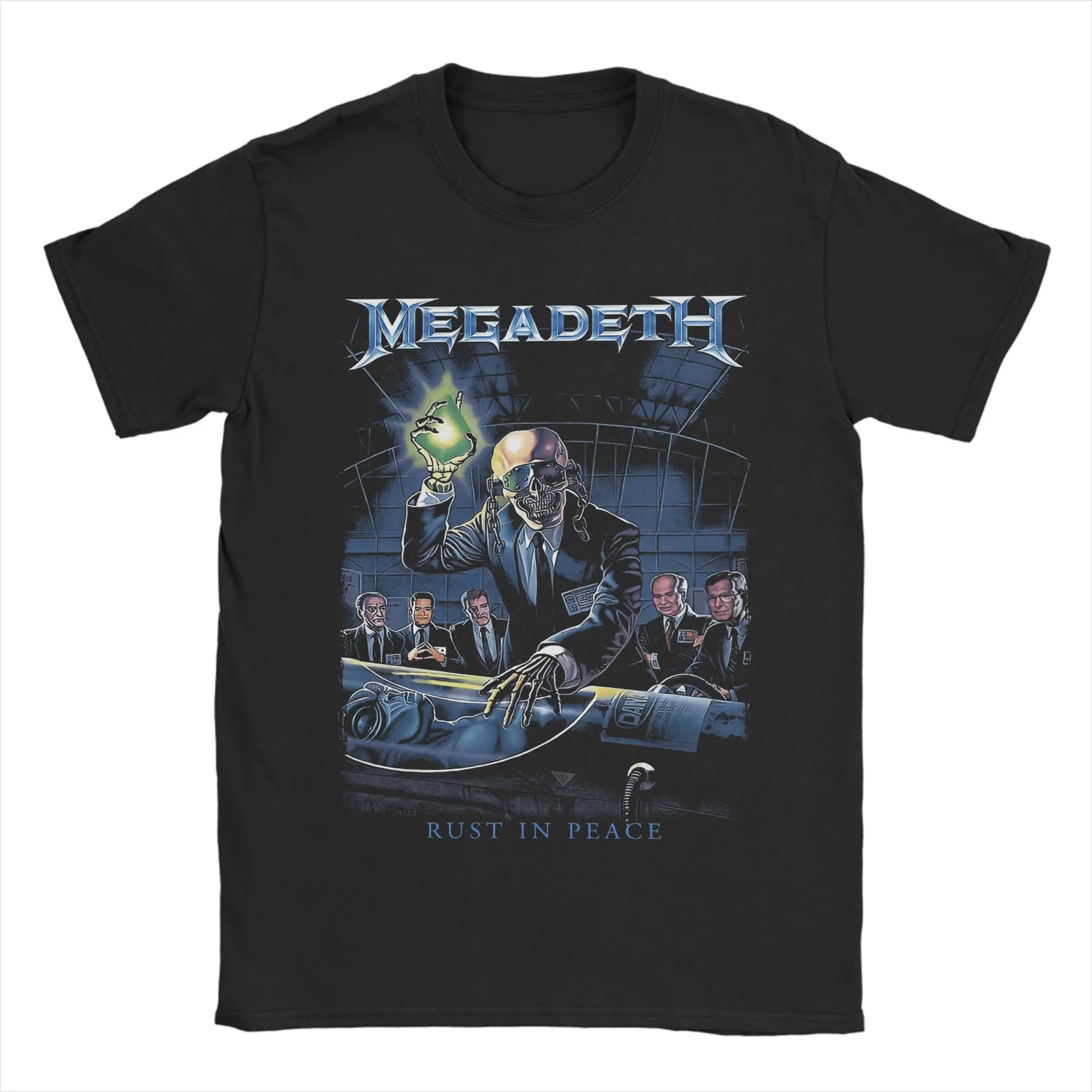 

Мужская футболка Megadeths MegaRock City Rust In Peace, топы из чистого хлопка, винтажная футболка с коротким рукавом и круглым вырезом, летние футболки