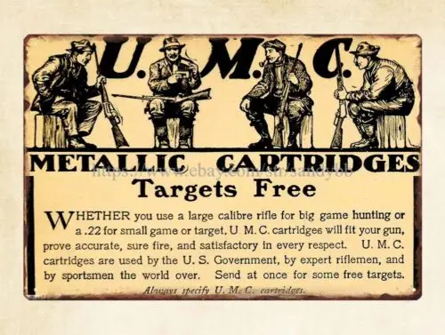 art decor 1907 Ad Union Metallic Cartridges Rifle Hunting Guns metal tin sign