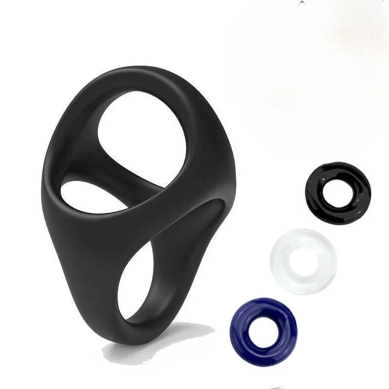 سيليكون حلقات القضيب خاتم الديك الانتصاب تعزيز الثلاثي القضيب الرجال لعبة حلقة ملحق الخرز القذف الجنس لعب للرجال
