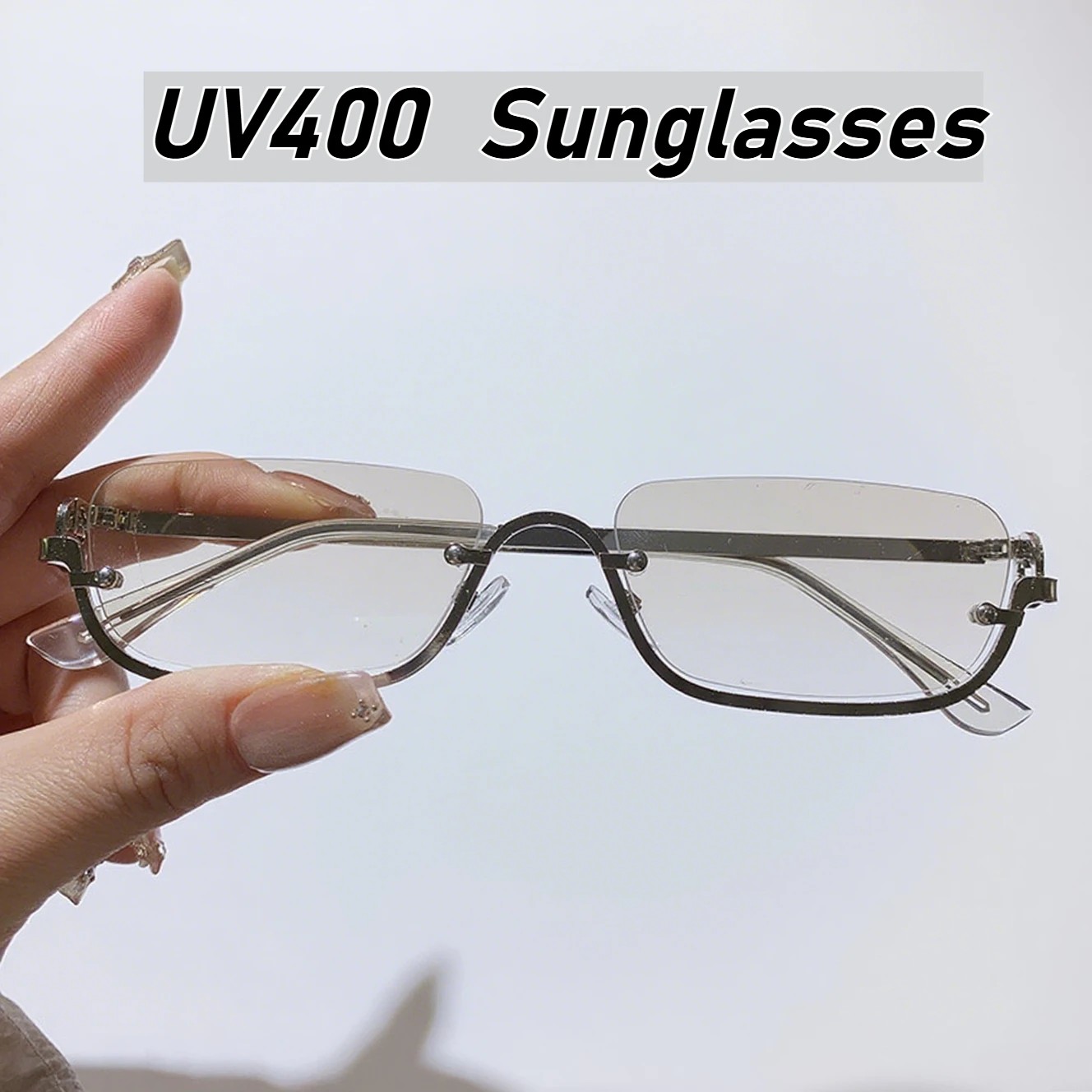 

Neutral Fashion Square Half-Frame High-End Sunglasses Fashionable Personalized Sun Protection Glasses Outdoor UV400 Sunglasses