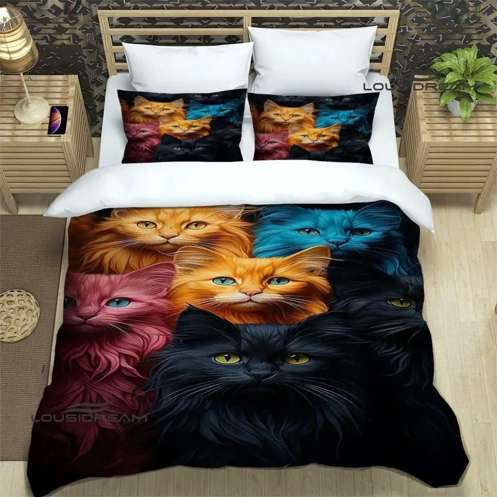 3D Cute cat printed Bedding Sets exquisite bed supplies set duvet cover bed comforter set bedding set luxury birthday gift