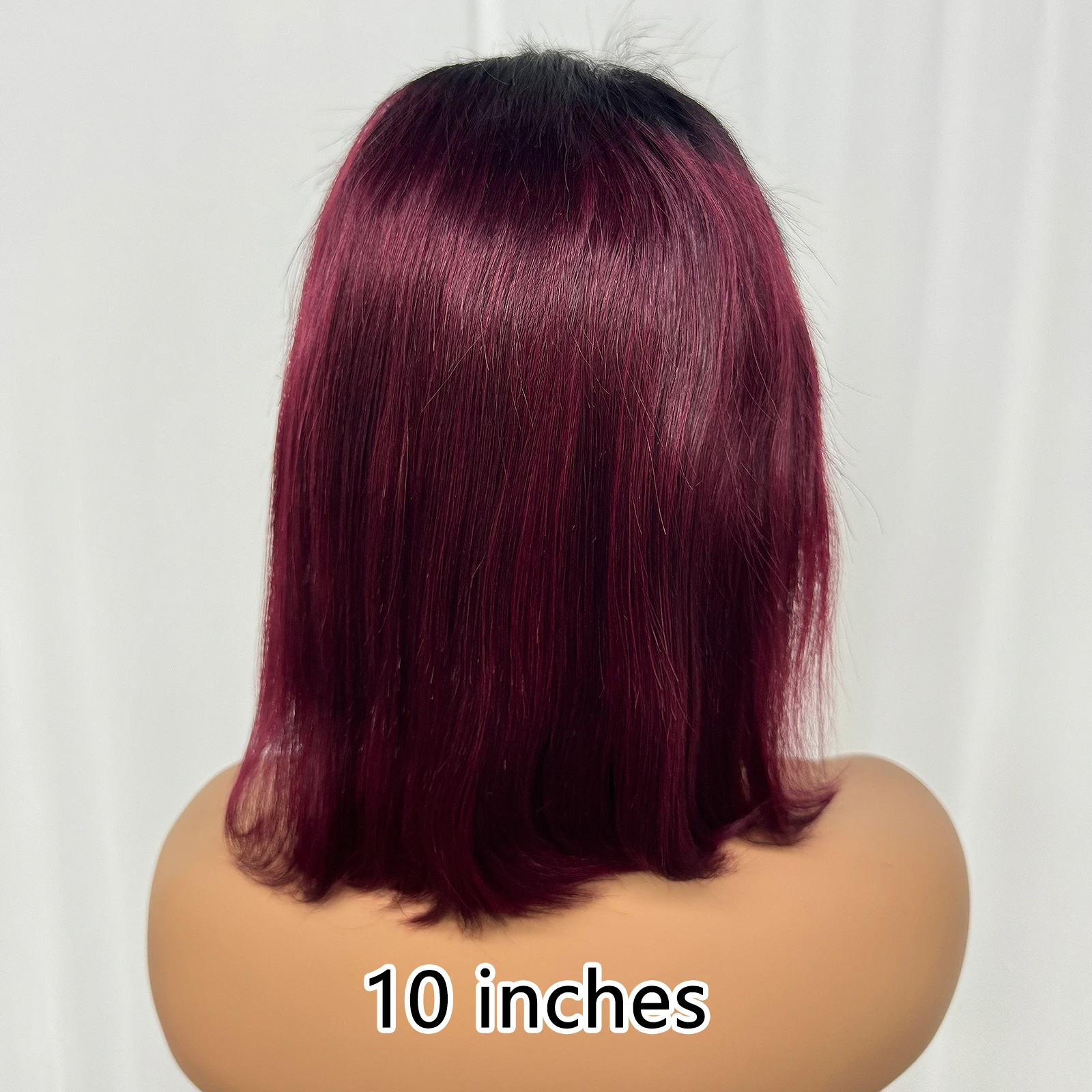 1B/99J Short Bob Wig 13x4 Transparent Lace Front 200% Density Ombre Burgundy Straight Human Hair Wig for Black Women Pre Plucked