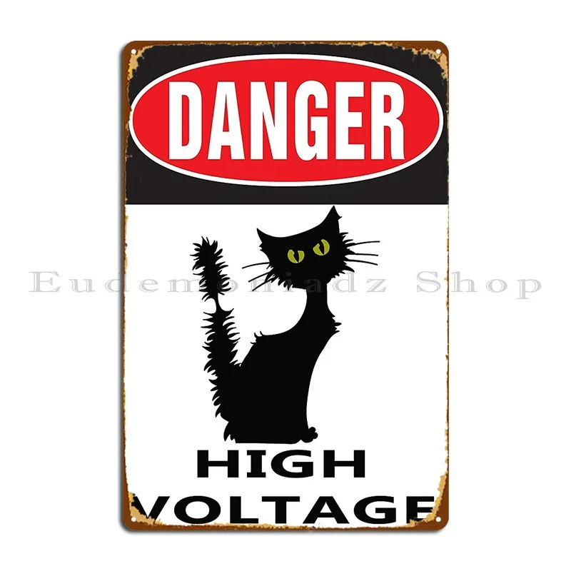 High Voltage Cat Mgphotoart Metal Plaque Club Cinema Home Garage Personalized Tin Sign Poster