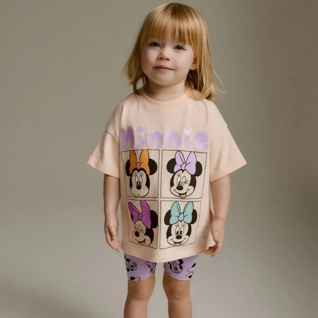 Survêtements d'été à manches courtes pour enfants, t-shirt et short de dessin animé, t-shirts blancs deux pièces College, ensemble de vêtements décontractés pour bébé, mode 2024