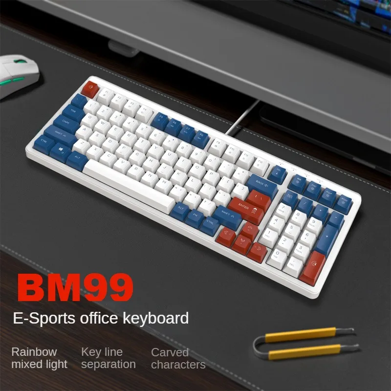 

Проводная Механическая сенсорная игровая клавиатура BM99, тихая, Смешанная, женская, простая, модная, офисная, компьютерная, несколько цветов, клавиатура для киберспорта