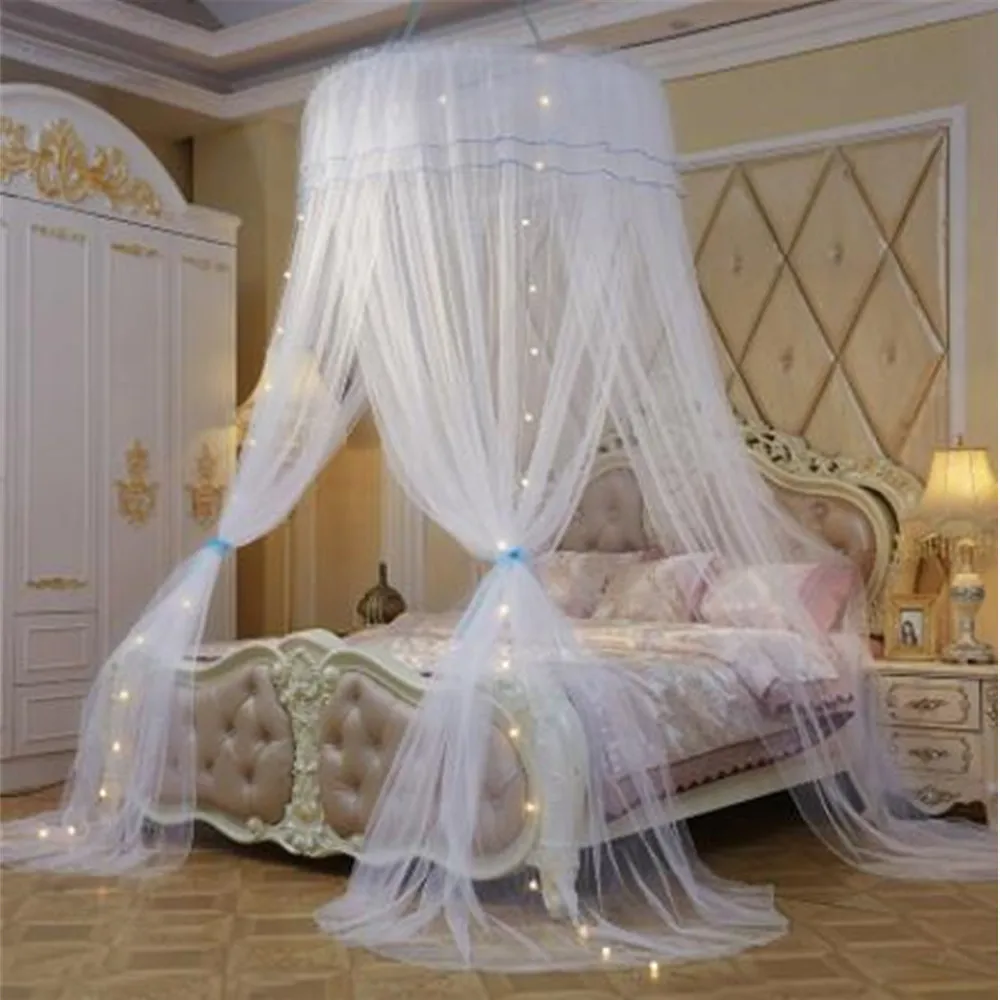 Princess Mosquito Net Double Bed Curtains Sleeping Curtain Bed Canopy Net Full Queen King Size Net 120cm diamter led light gift