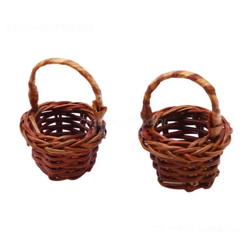 1/5PCS Hand Basket Delicate Handbasket Props Flower Basket Handheld Baskets Scene Ornaments Mini Decoration Props Small Woven