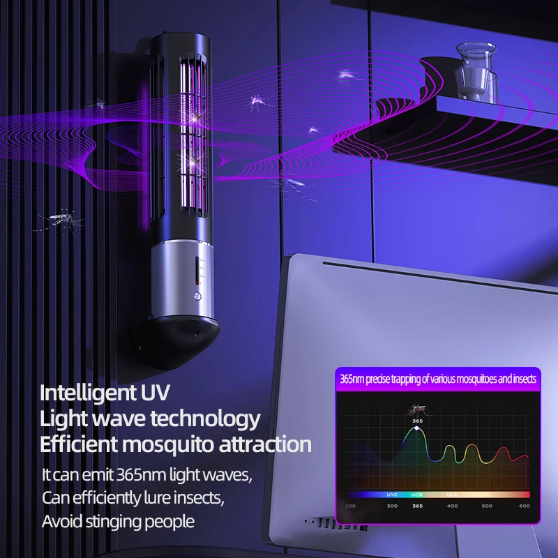 USB Rechargeable Mosquito Killer Lamp Electric Shock Anti Mosquito Trap Outdoor Waterproof Bug Zapper Pest Control For Home