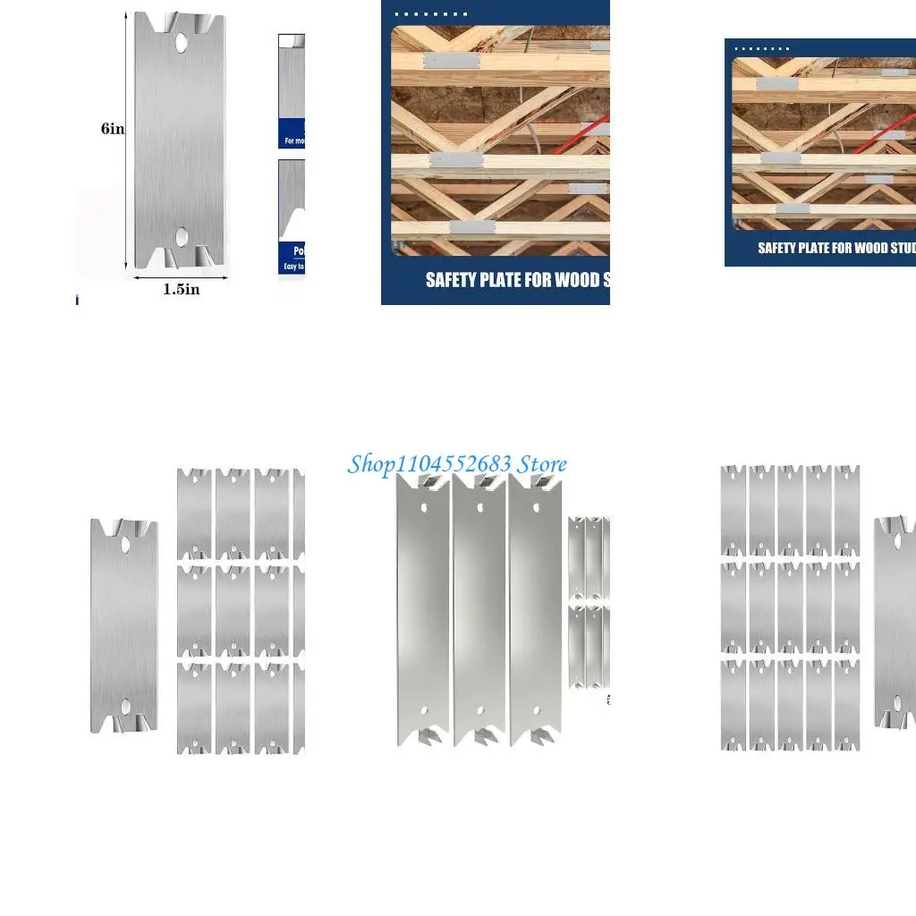 

Y6GD 50Pcs Plates for Wood Studs Cable Protector Plate Metal Plates Safety Wire Cover Plate for Plumbing and Wiring