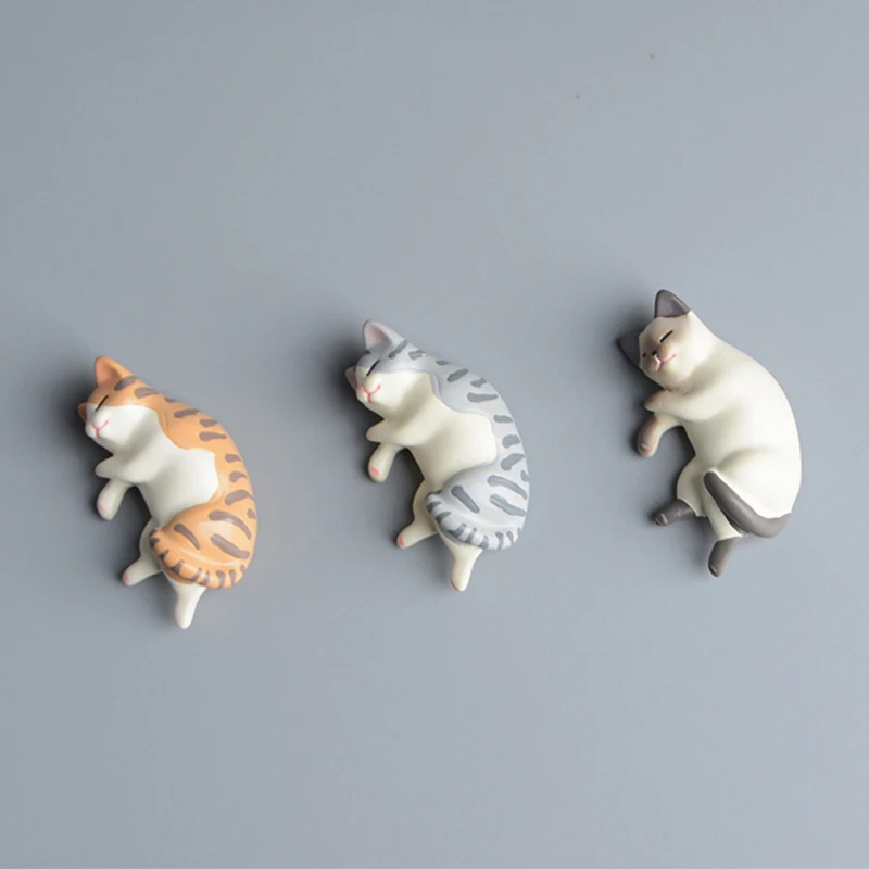 

Cartoon Cute Cats Fridge Magnets Home Refrigerators Decor Magnetic Sticker Accessories Miniature Figurine Kitten Model Toys Gift