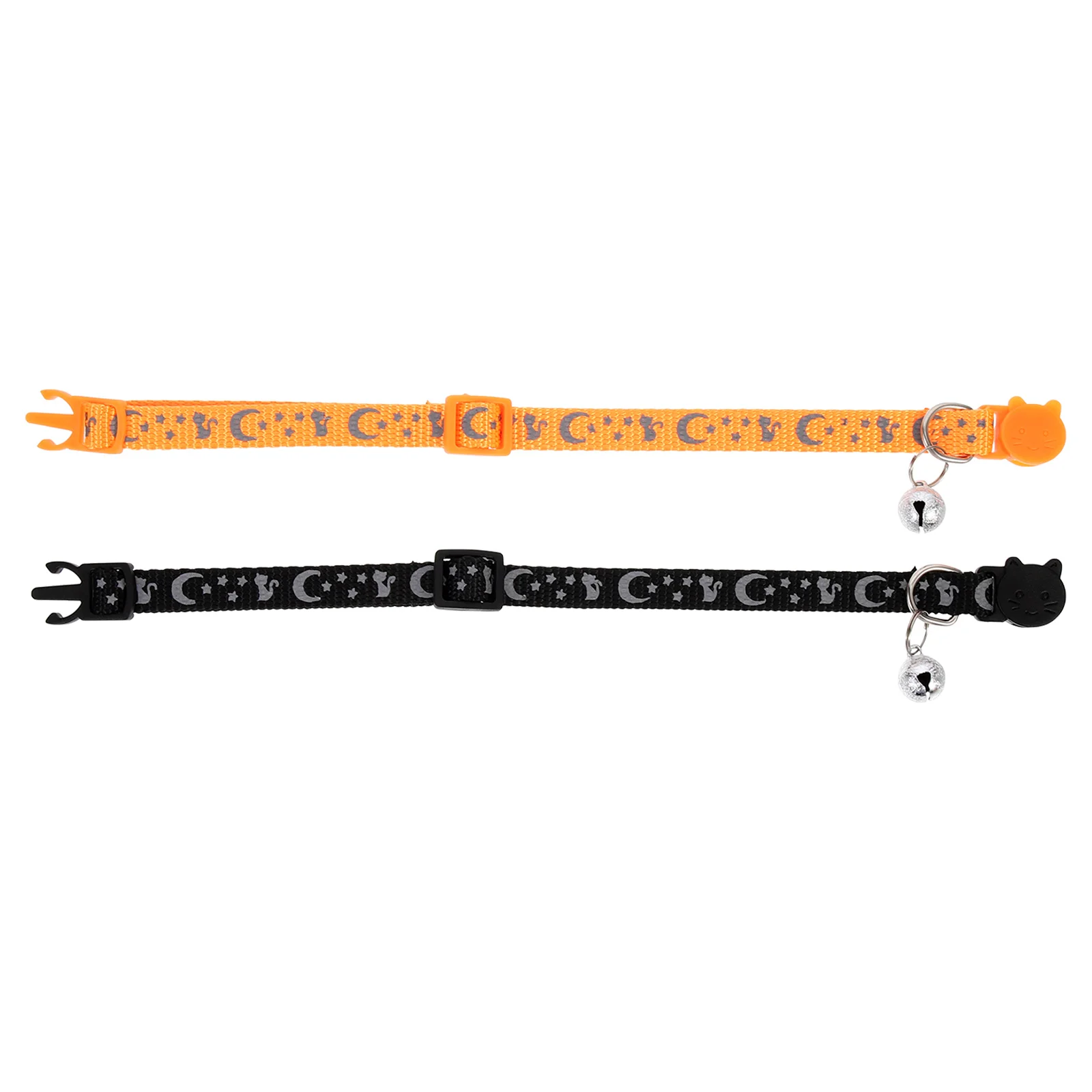 

2Pcs Reflective Cat Collar Lightweight Adjustable Bell Design Prevent Lost Outdoor Moons Necklace Pet Supplies