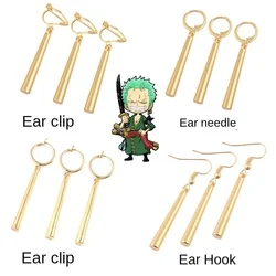 3Pcs Anime One Piece Roronoa Zoro Cosplay Earrings Unisex Ear Clips Halloween Decoration Jewelry Props Gift Accessories