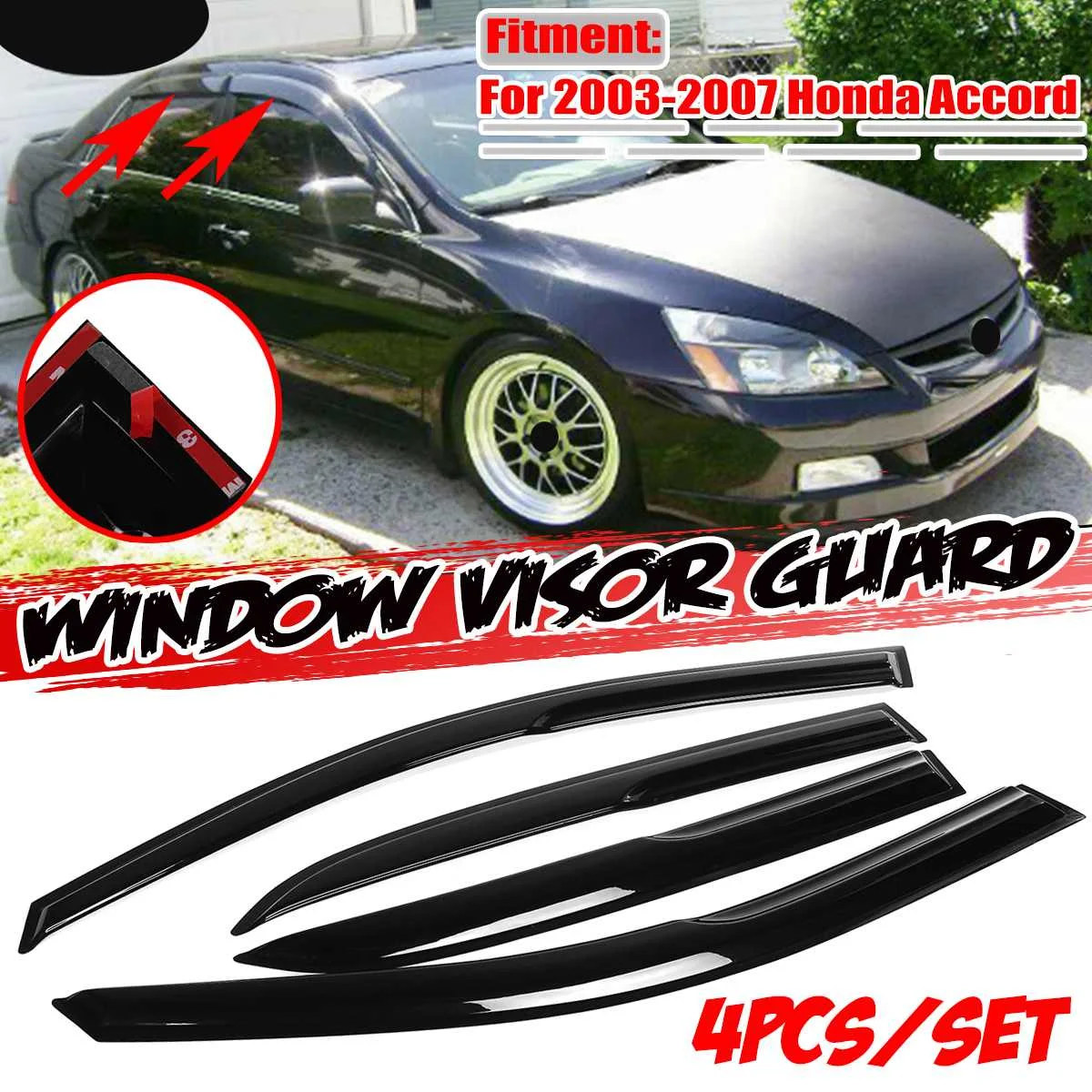 

4x Car Window Visor Guard Vent Weathershields Window Vent Visor Deflector Rain Guard Shell For Honda For Accord 1998-2017 Sedan