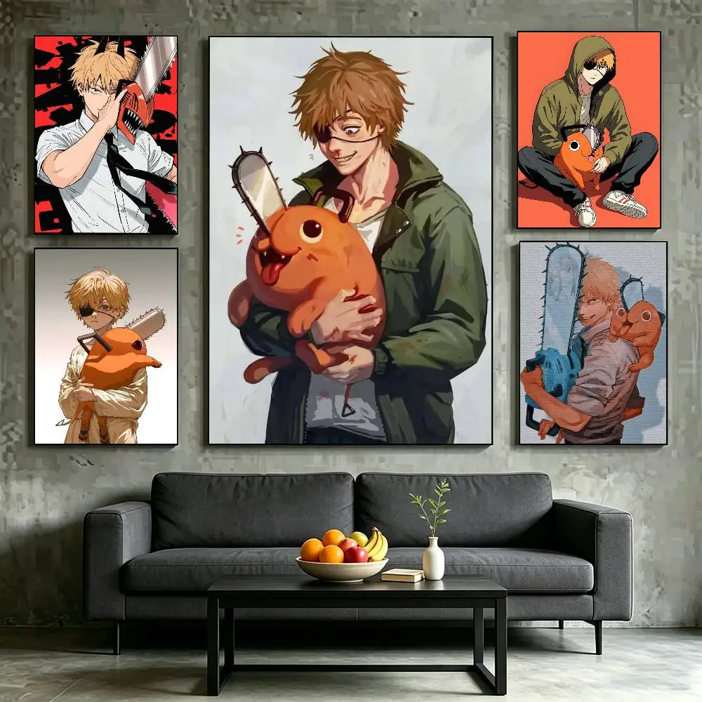 Anime C-Chainsaw Man Denji Poster High Quality Dorm Living Room Aesthetic Wall Decoration Painting Stickers Gift