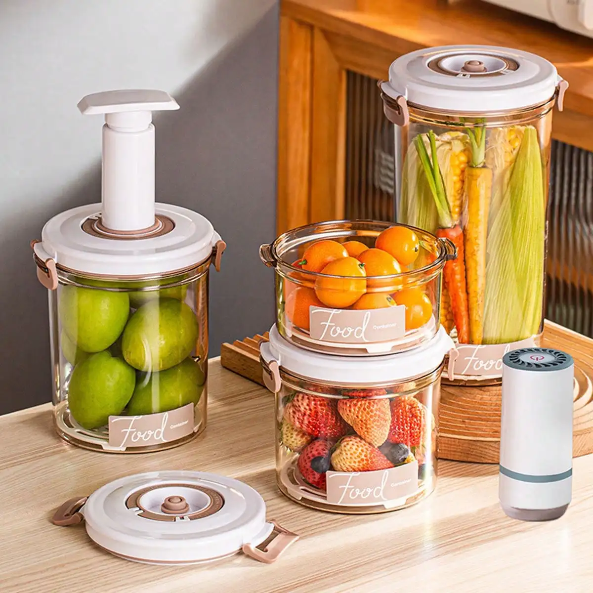 1 Kitchen Food Grade Vacuum Sealed Container, Refrigerator Vacuum Preservation Box Storage Container
