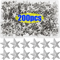 10/200Pcs Metal Star Rivets Silver Rock Punk DIY Clothes Shoes Bags Studs Spikes Crafts Accessories Sewing Buttons Leather Decor