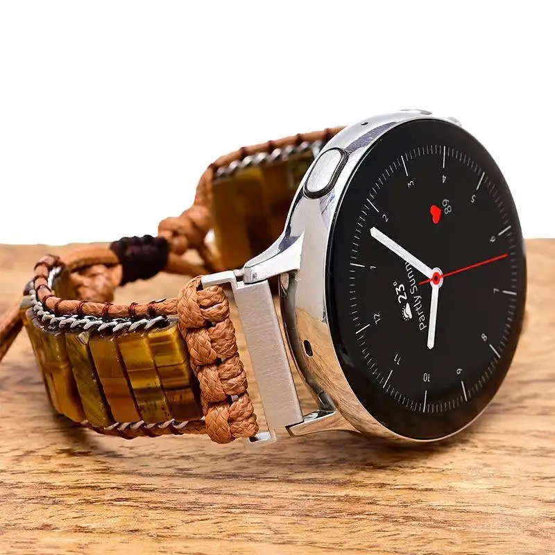 20mm 22mm Bohemian Strap For Samsung Galaxy Watch 4 5 6 7 Active 2 Huawei Watch 4 3 Pro GT4 GT3 GT2E Vintage Natural Stone Band