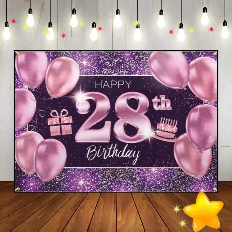 Happy 26/27/28/29/30th Birthday Background Man Hotwheels Decoration Photography Backdrops Woman Backdrop Banner Prince Custom