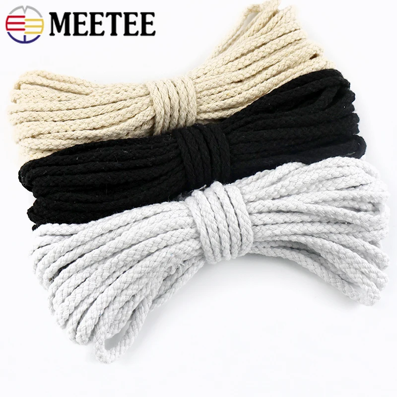 10-30M 5/7mm 8-fach Gedrehte Baumwollschnur für Taschen, Heimdekoration, Rucksäcke, Gewebte Makramee-Seile, Geflochtenes Seil, DIY Nähzubehör