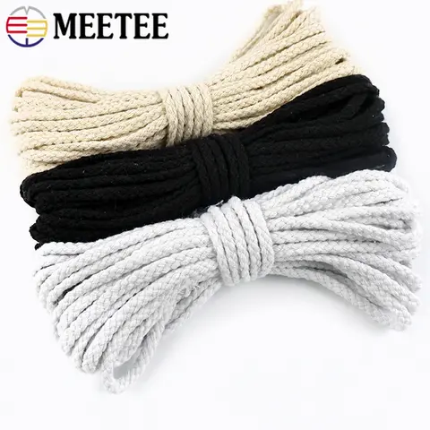 10-30M 5/7mm 8 Shares Twisted Cotton Cord for Bag Home Knapsack Woven Macrame Ropes Decor Braided Rope DIY Sewing Accessories