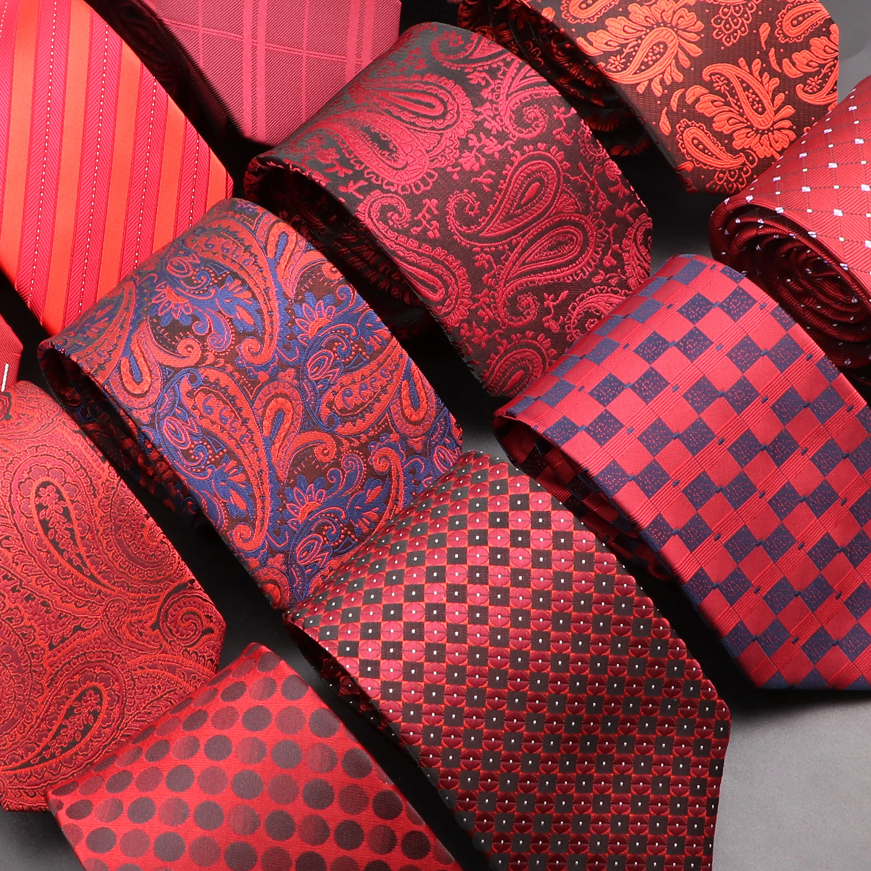 

New Design Wedding Men Tie Red Solid Striped Paisley Flower Neckties For Men Business Dropshipping Groom Collar Accessories Gift