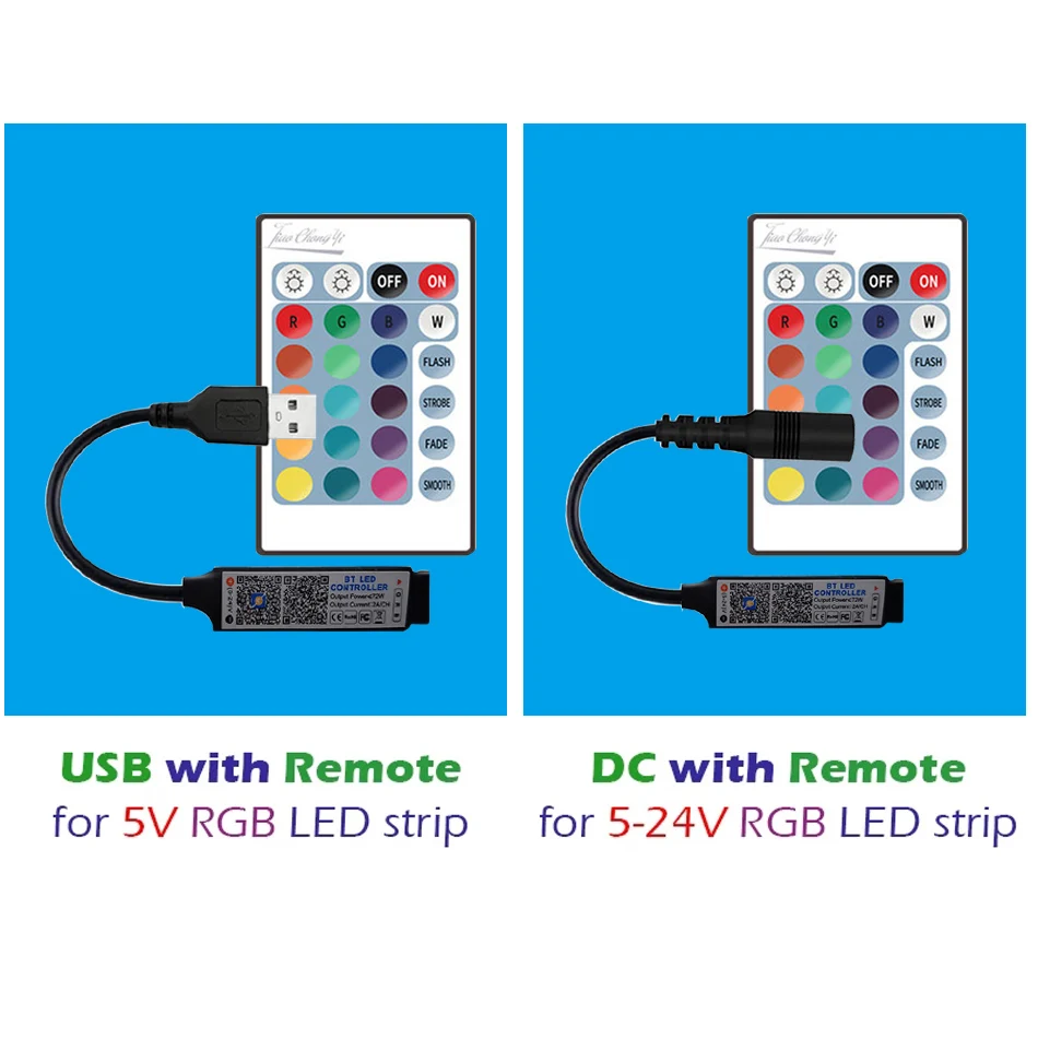 24key RF RGB Controller Bluetooth-compatible Music Smart APP Remote DC5V 12V 24V For 5050 2538 RGB LED light strip