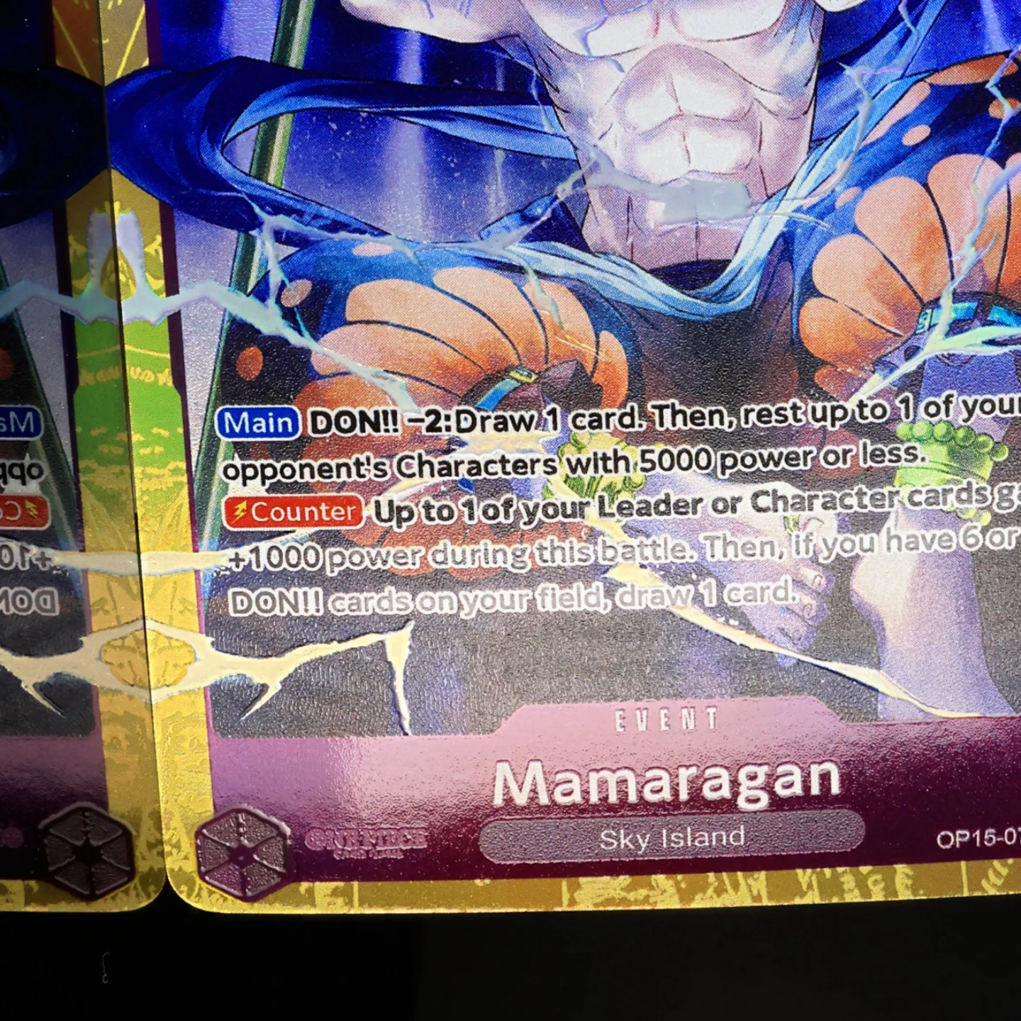 One Piece TCG OPCG Englisch OP15-078 Mamaragan SR Spielset Enel Lila Event Texturierte Folienkarte Anime Sammelkarten – Detail 6