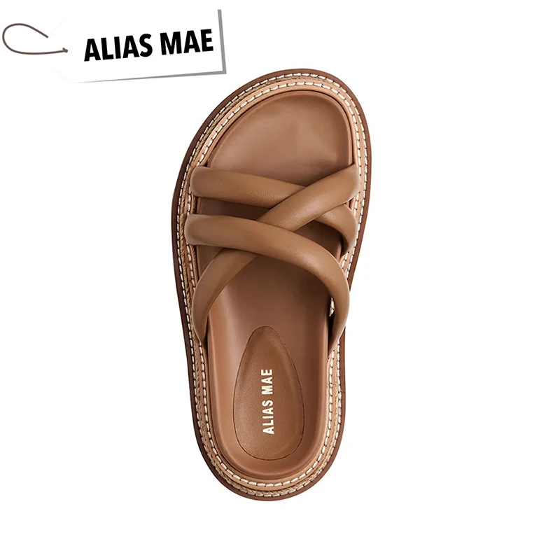 ALIAS MAE Summer Hand-crafted Classic Height-up Simple Casual Two-tone Thick Sole Women's Slippers