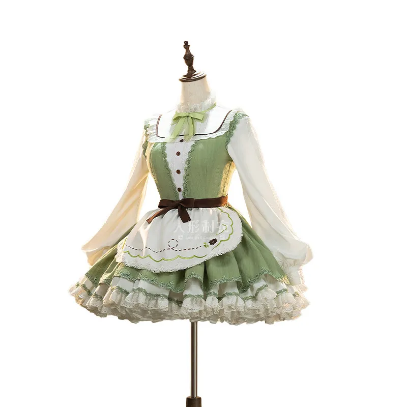 Anime Mikuu Cosplay Costume Green Pastoral CLA Lolita Dress Kawaii Maid Apron Outfit Women Cosplay Dress For Halloween Carnival - view 4