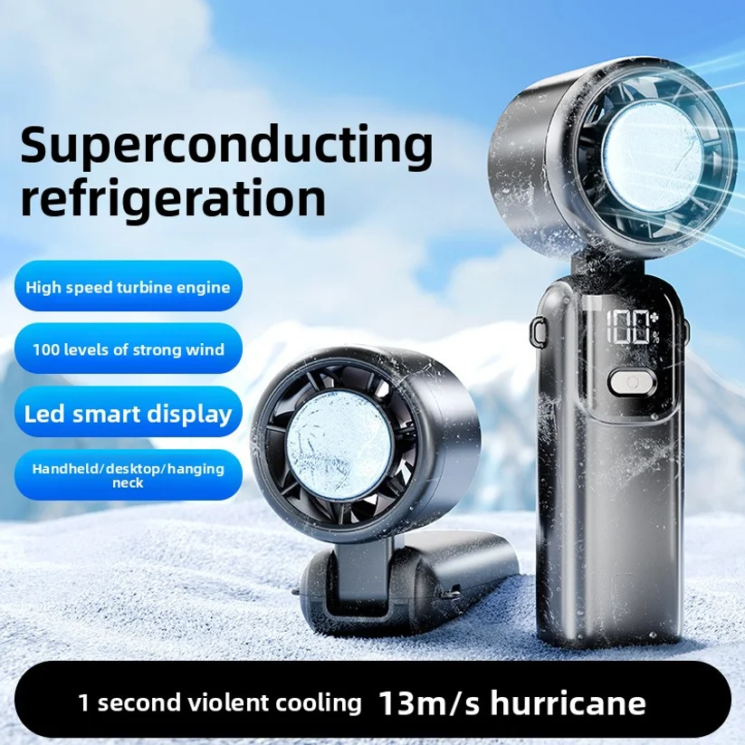 

New High-speed Fan, Digital Display With 100 Levels, Outdoor Handheld Usb Cooling Fan, Mini High Wind Power Small Fan