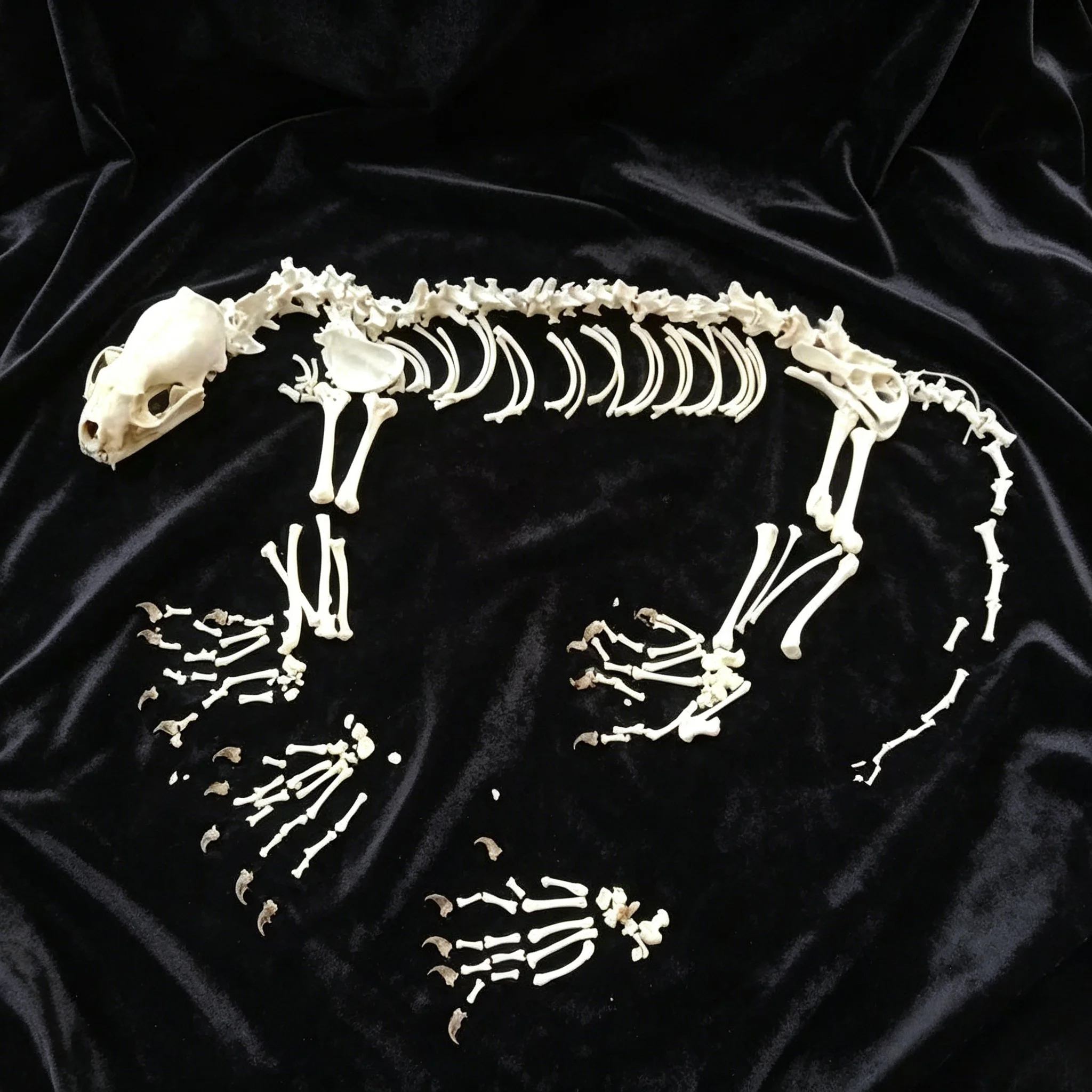 Taxidermy, A complete set of unassembled real mink skeletons, real animal bones