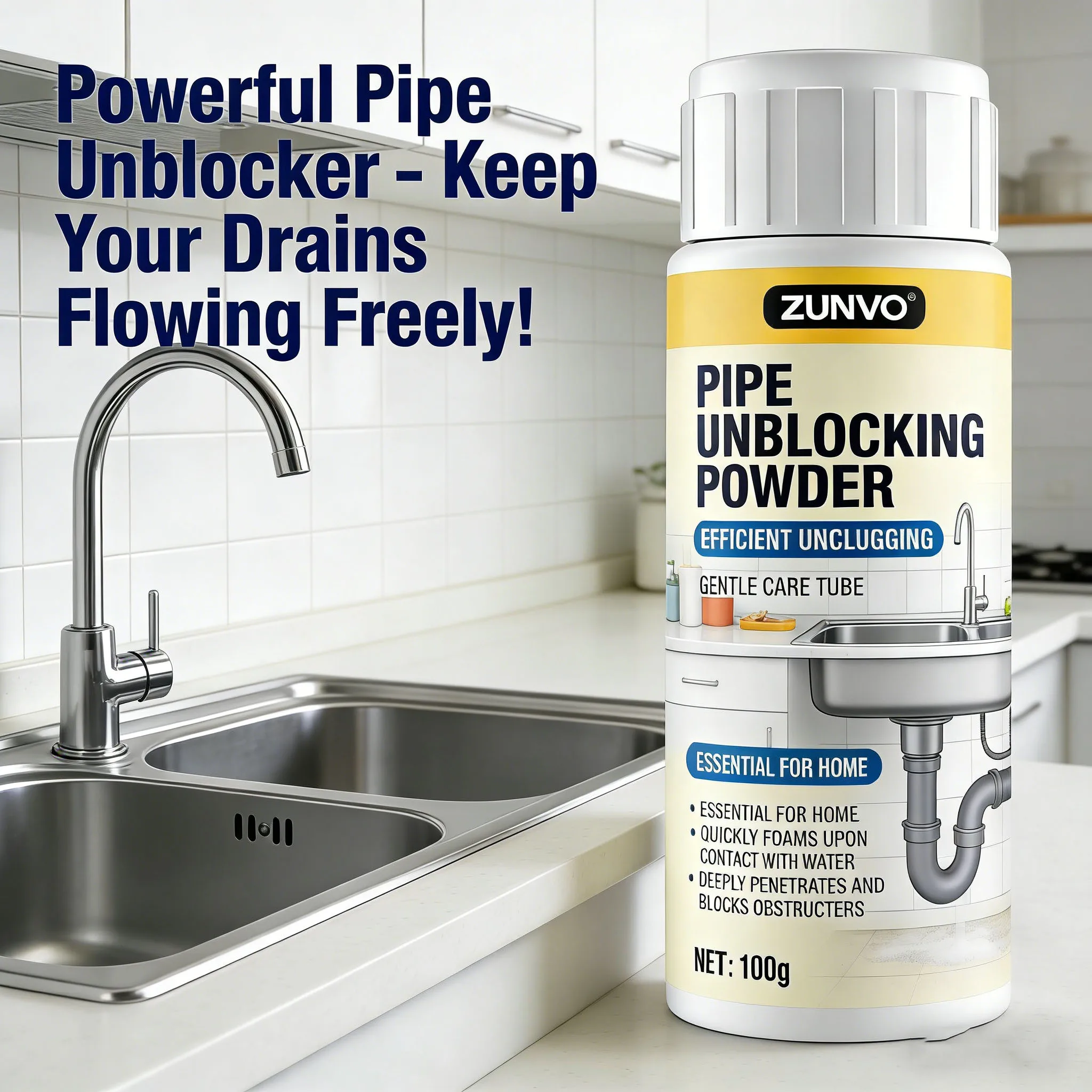 Pipe Unblocking Powder Efficient Unclogging Gentle Care For Home Drain Cleaner view 3