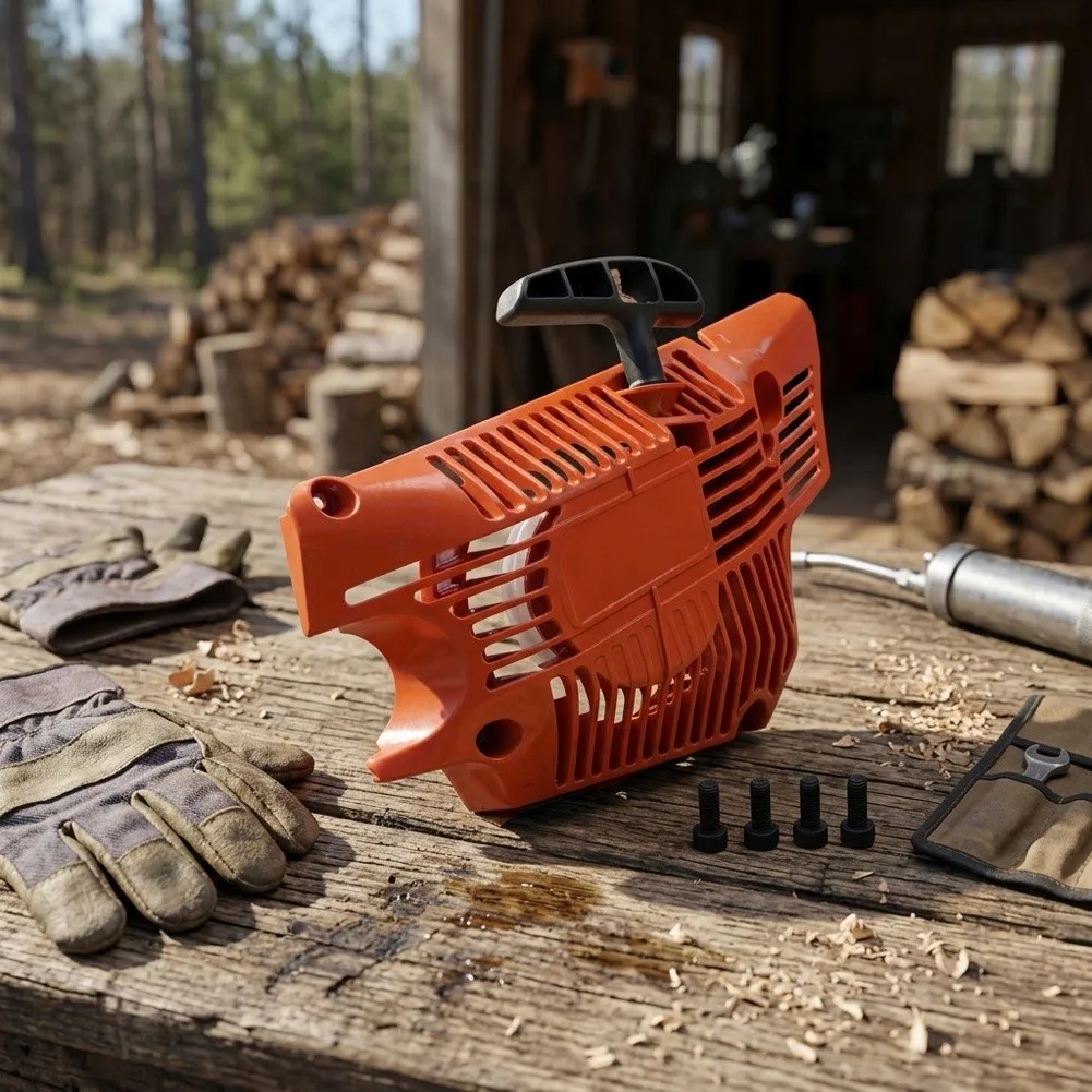 For Outdoor Wood Cutting Recoil Starter Assembly Engine Start Mechanism 54.5CC Engine Compatible Includes Rewind Spring
