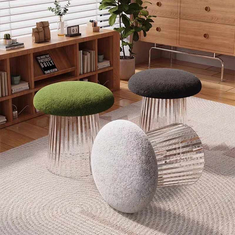 

Nordic Furniture Acrylic Round Stools Creative Mushroom Stool Living Room Sofa Footstool Bedroom Dressing Stool Mobile Chair