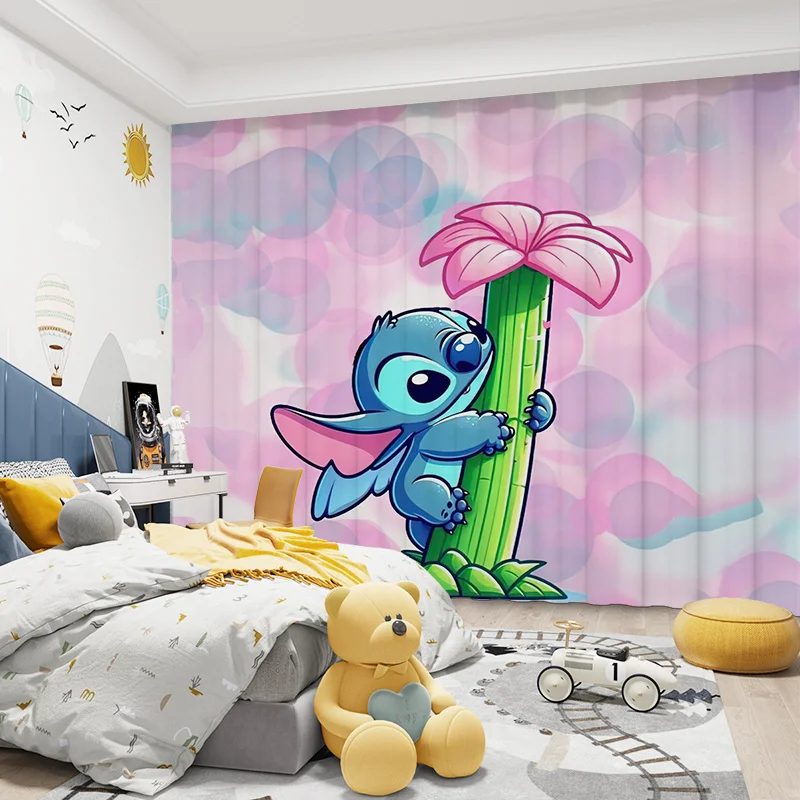 Curtain Children's Style Star Baby Stitch Blackout Boy Room Bedroom Cartoon Punch-free Decorative Curtain Bedroom Bay Window