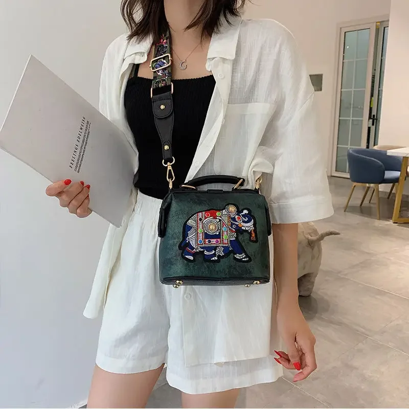 Designer Luxury Brand Handbags Crossbody Bags Elephant Embroidered Bags for Women Leather Handbag Messenger Bag Purses Satchels