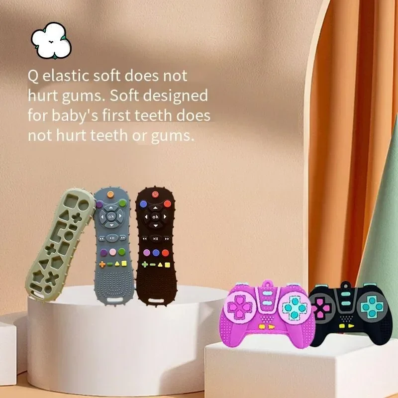 Food Grade Silicone Teether Burst Baby Anti-eating Hand Grinding Stick Toy Bite Glue Simulation Remote Control Baby Teether