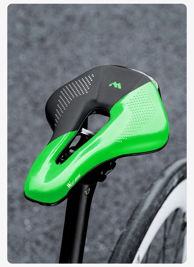 WEST BIKING Rennradsattel, kurze Nase, hohl, belüftet, bequem, PU-Leder, hochelastischer Schaumstoff, Rennradsitz, 253 x 150 mm – Detail 17