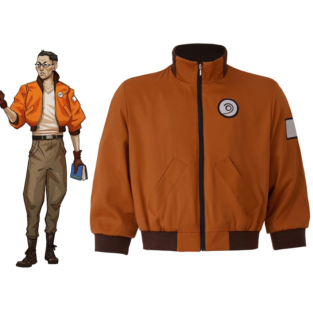 Game Disco Elysium Cosplay Kim Kitsuragi Costume Orange Zipper Jacket Short Bomber Coat Casual Baseball Jacket Adult Halloween