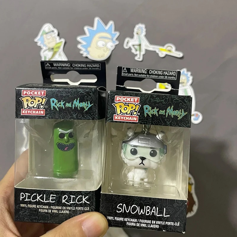 Cute Rick And Morty Cartoon Keychain Popular Cucumber Astronaut Style Rick Funko pop Series Boxed Handbag Pendant Holiday Gifts