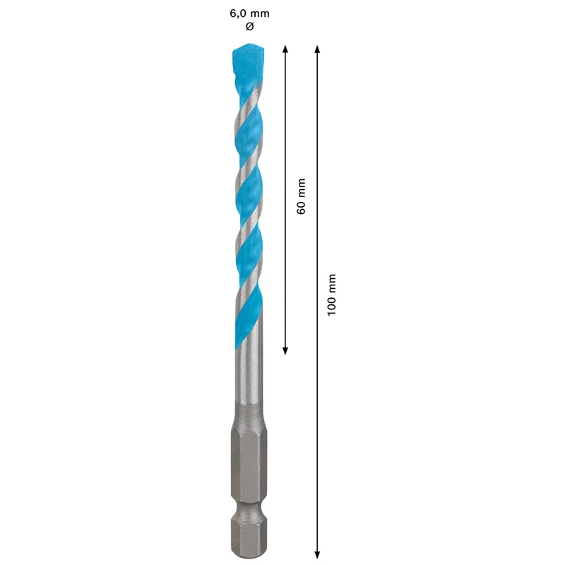 BOSCH 2608902256 EXPERT HEX-9 Multi Construction Drill Bit 6mm 100mm For Concrete  Soft Tiles High Hardness Twist Drill