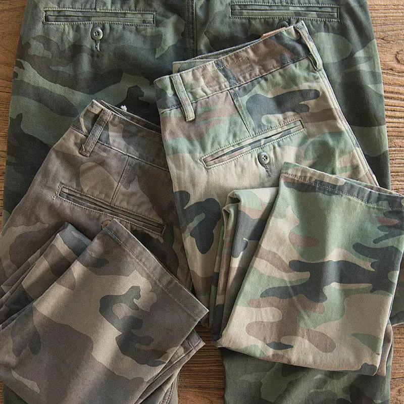 

Men's Slim Fit Straight Leg Camouflage Pants Summer Comfortable Fashionable Versatile Hard Workwear Casual Long Trousers Trendy